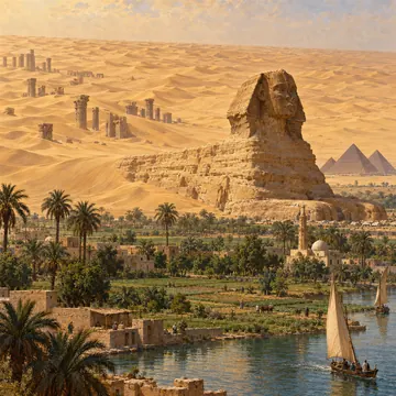 صنم الجيزة الذي يرد الرمل: تصوّر فني حديث