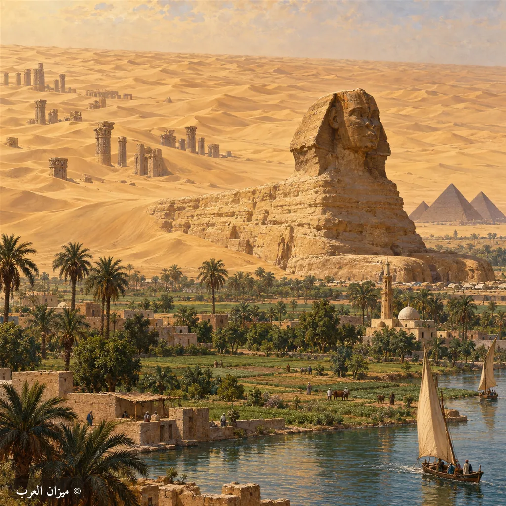 صنم الجيزة الذي يرد الرمل: تصوّر فني حديث