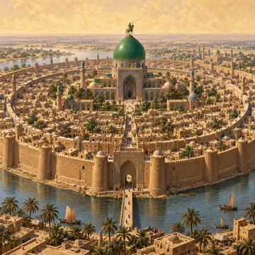 مدينة المنصور وقبّتها الخضراء: تصوّر فني حديث