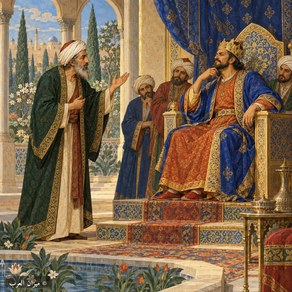 بيدبا الحكيم ينصح الملك دبشليم: تصوّر فني حديث