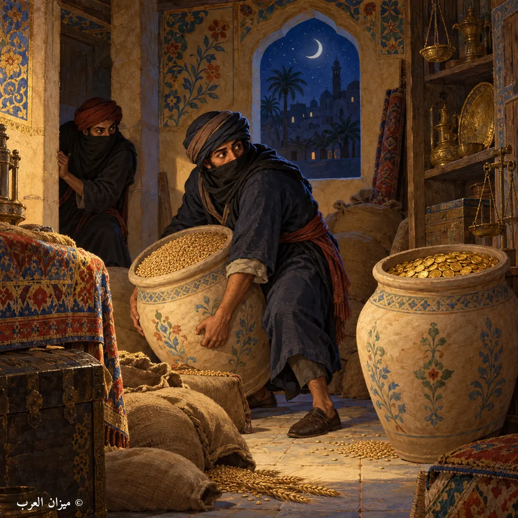 التاجر والخابيتان واللصوص: تصوّر فني حديث