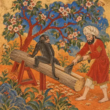 القرد والنجّار: تصوّر فني حديث